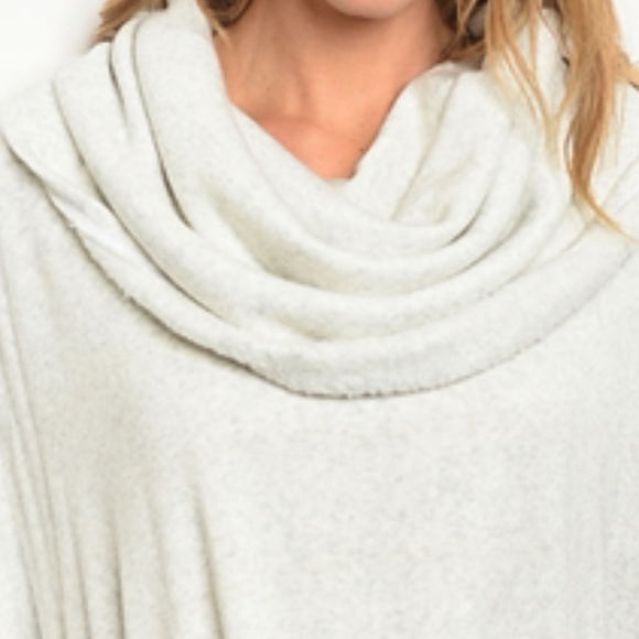 LAST 1 OATMEAL COWL NECK KNIT TUNIC PONCHO SWEATER - Picture 2 of 4